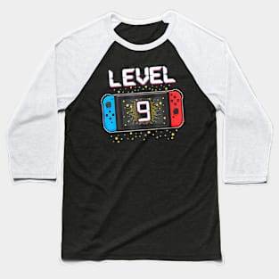 9th Birthday Level 9 9 Year Old Video Baseball T-Shirt